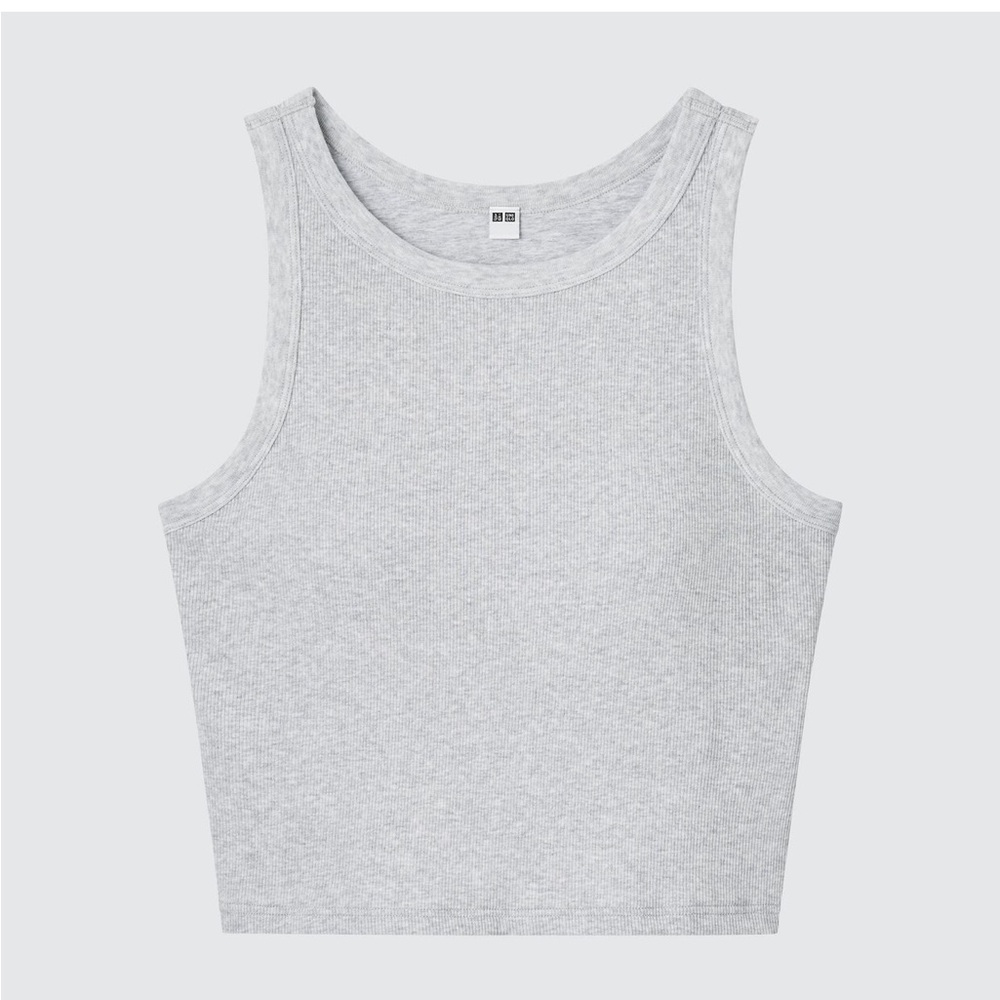 Ribbed Crop Sleeveless Bra Top in Gray Size XXL